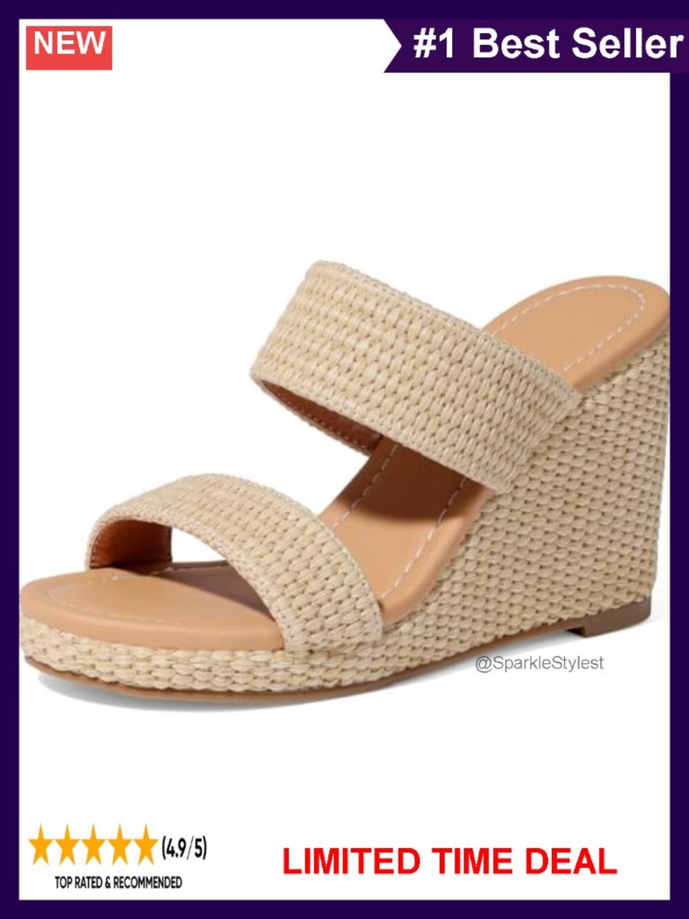 Wedge Sandals Open Toe Slide Espadrilles Platform Heels